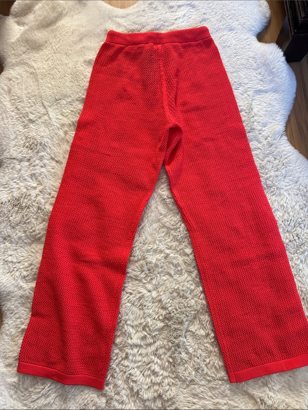 Adidas Red Crochet RARE Knit Track Pants with White Three Stripes - Picture 13 of 15